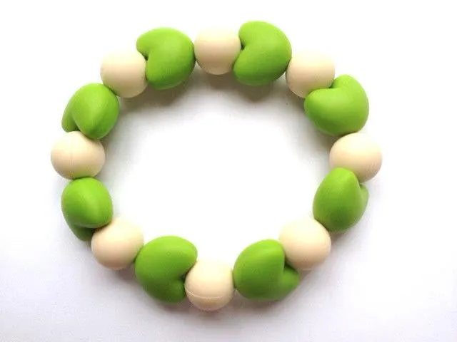 Teething Bracelet Green and Cream Color