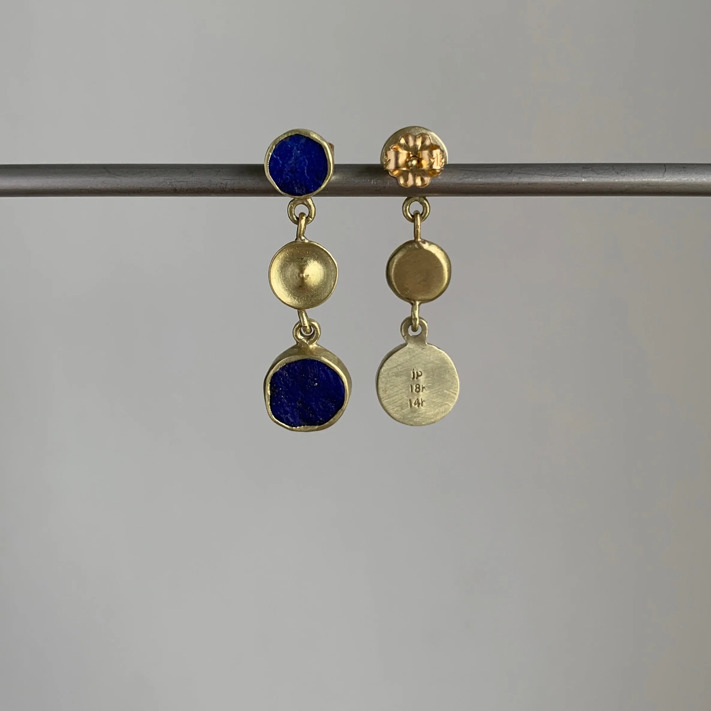 Temple Earrings with Lapis Lazuli