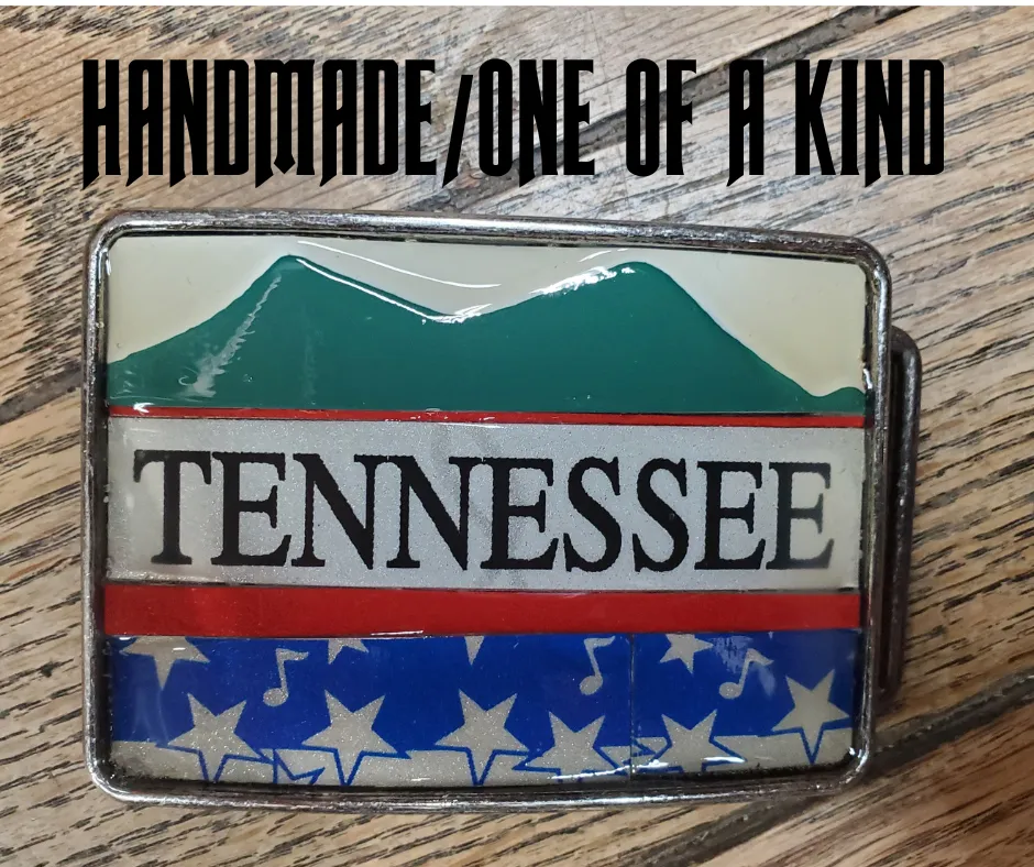 Tennessee Mountains License Plate Belt Buckle