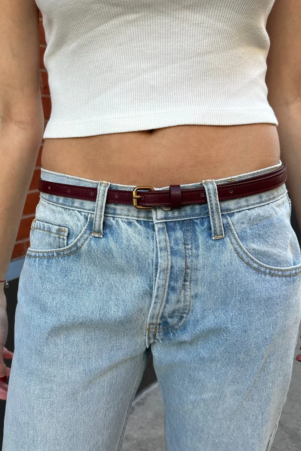 Thin Burgundy Belt