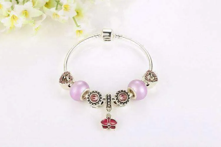 Think Pink Silver Bangle Bracelet for Women