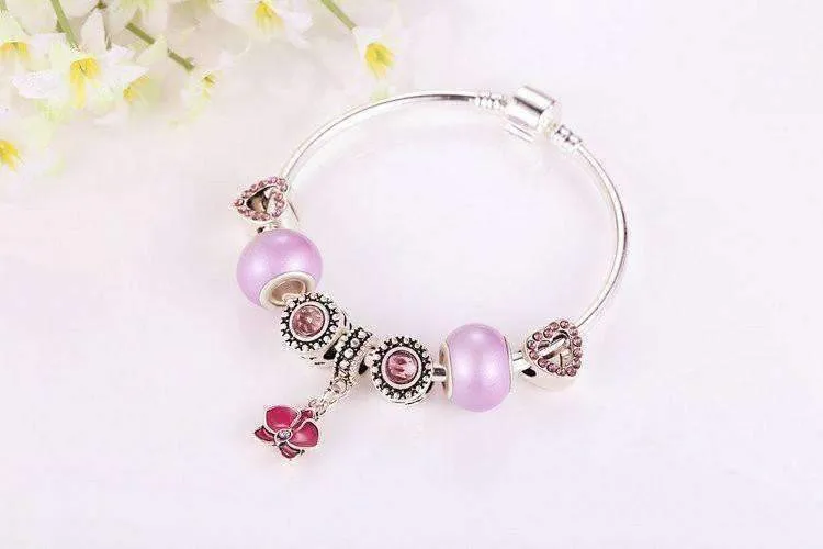 Think Pink Silver Bangle Bracelet for Women