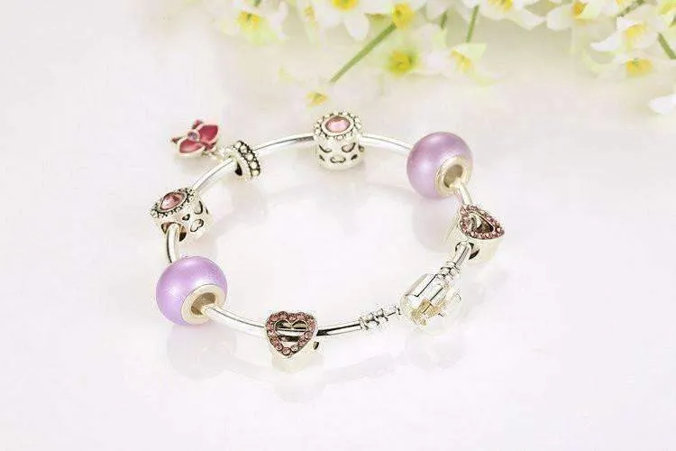 Think Pink Silver Bangle Bracelet for Women