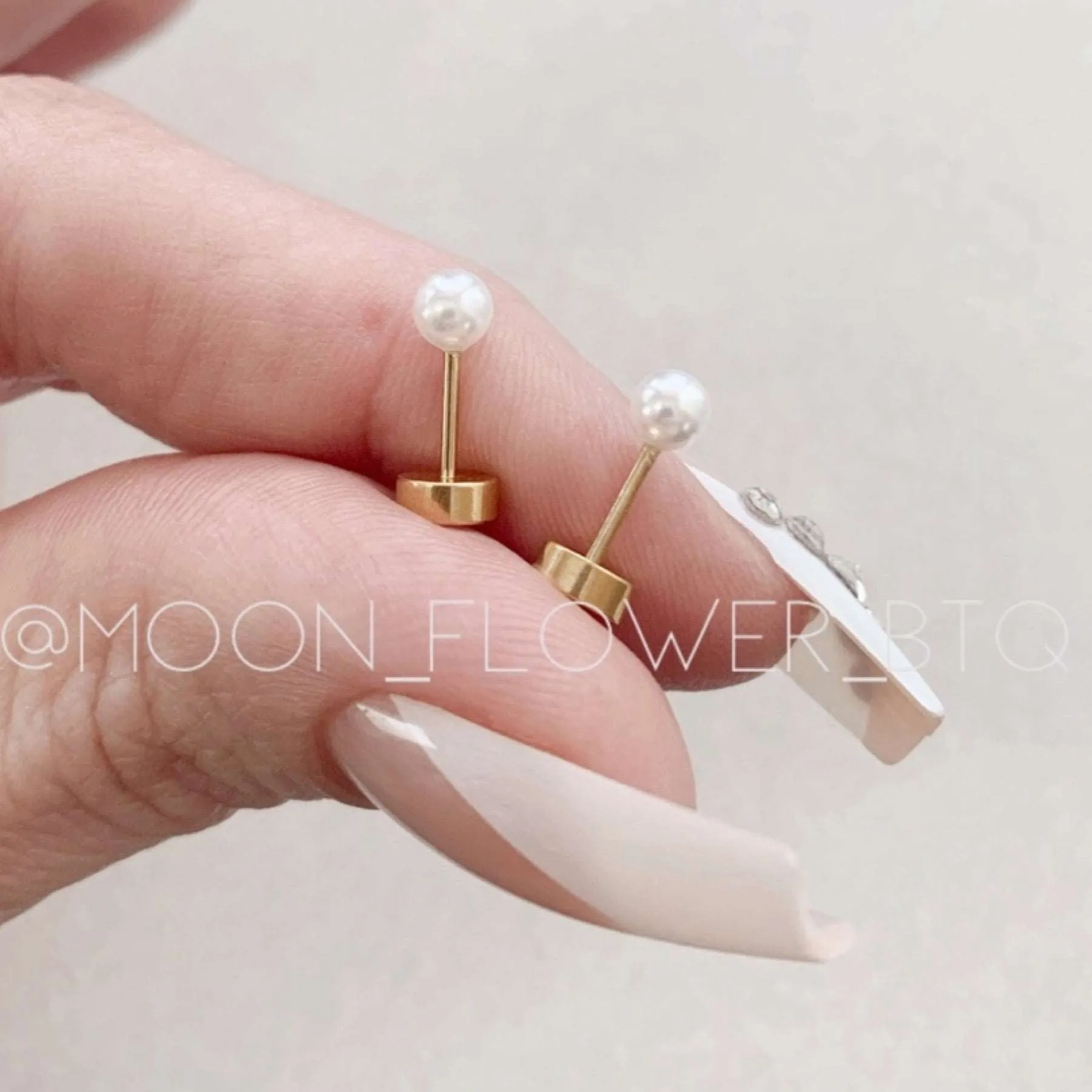 Tiny Gold 3mm Pearl Earrings