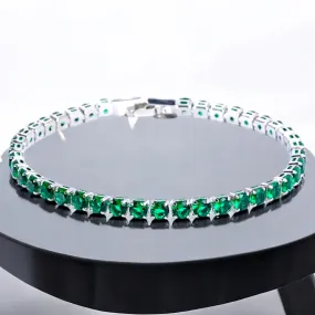 TORY - 18k silver plated emerald CZ tennis bracelet