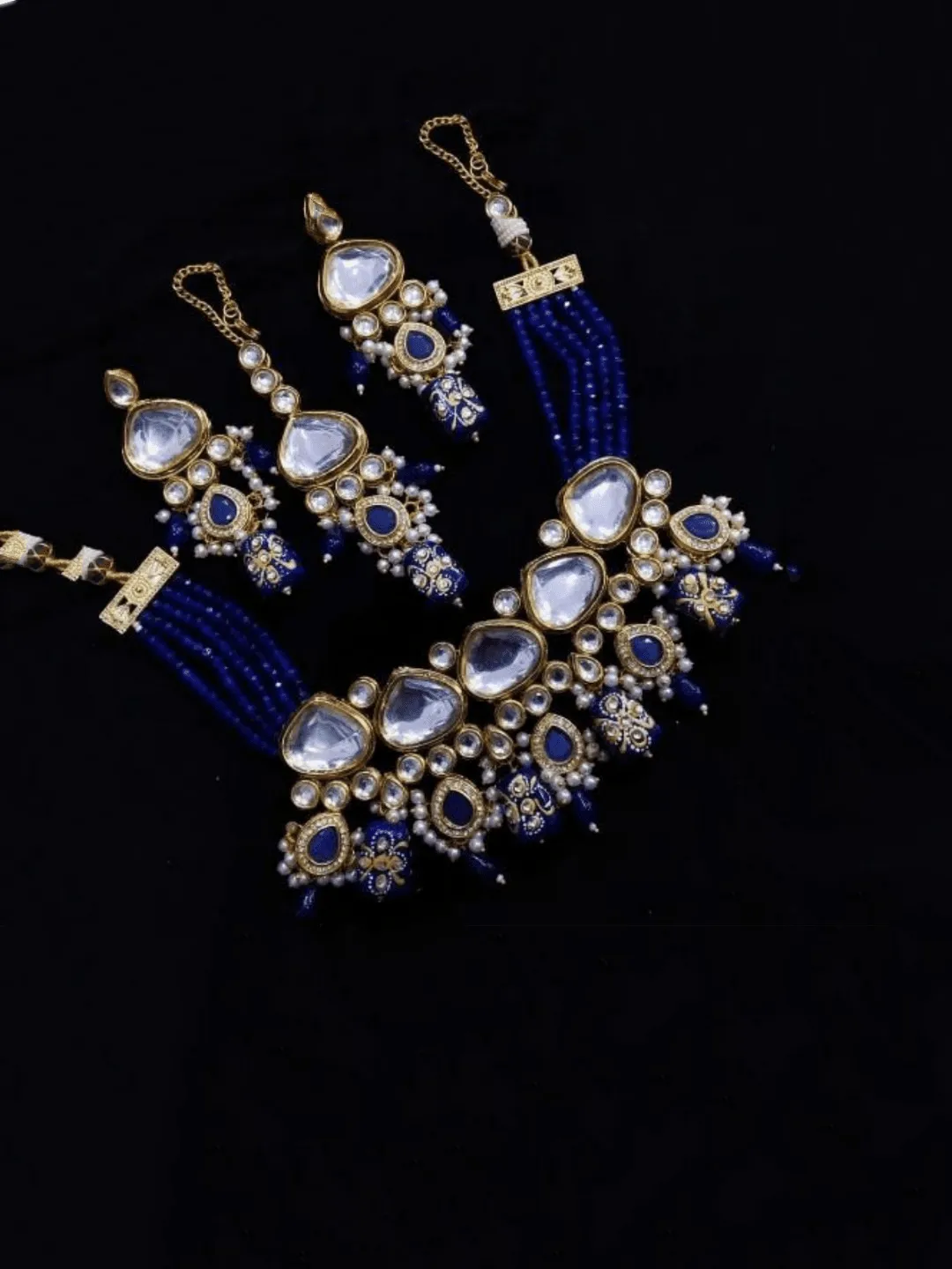 Triangular Kundan Onex Necklace And Earring Set