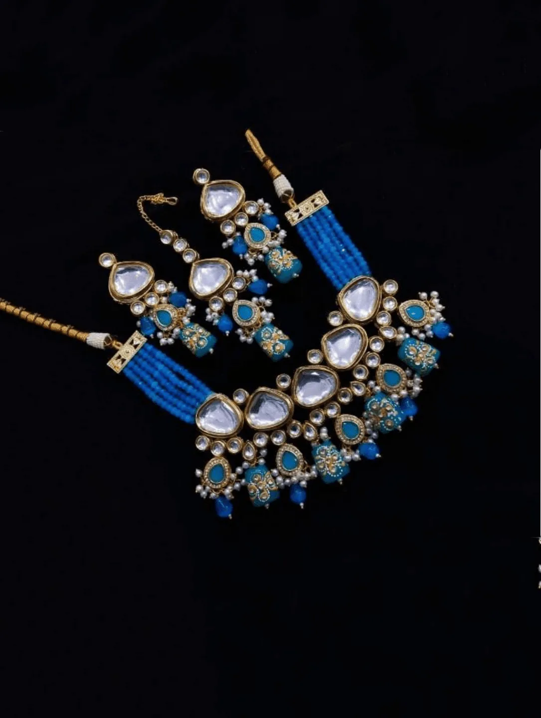 Triangular Kundan Onex Necklace And Earring Set