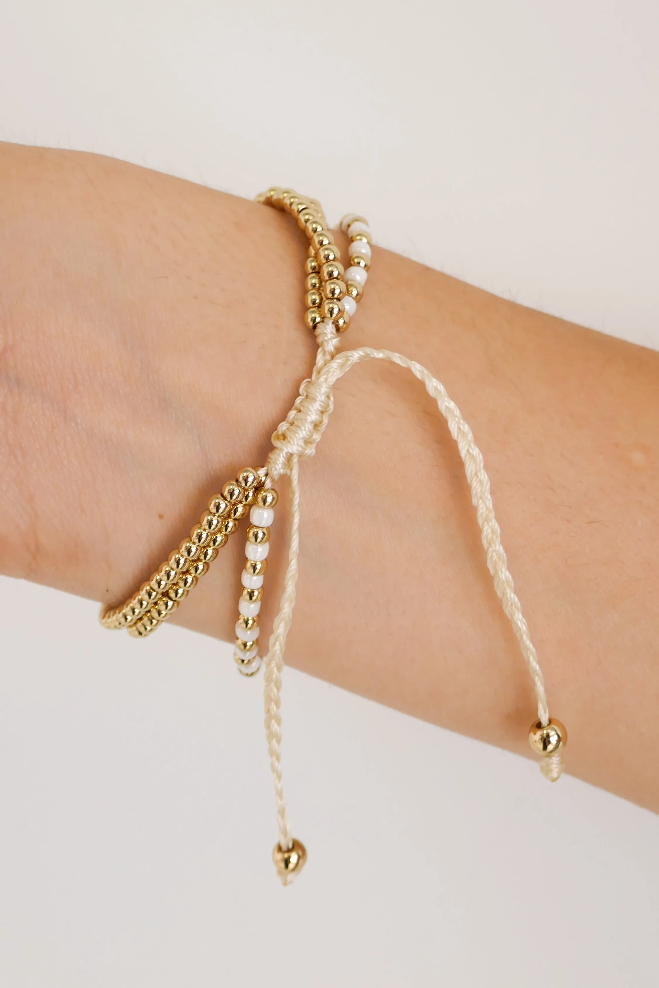 Triple Bead Gold White Gold Bracelet