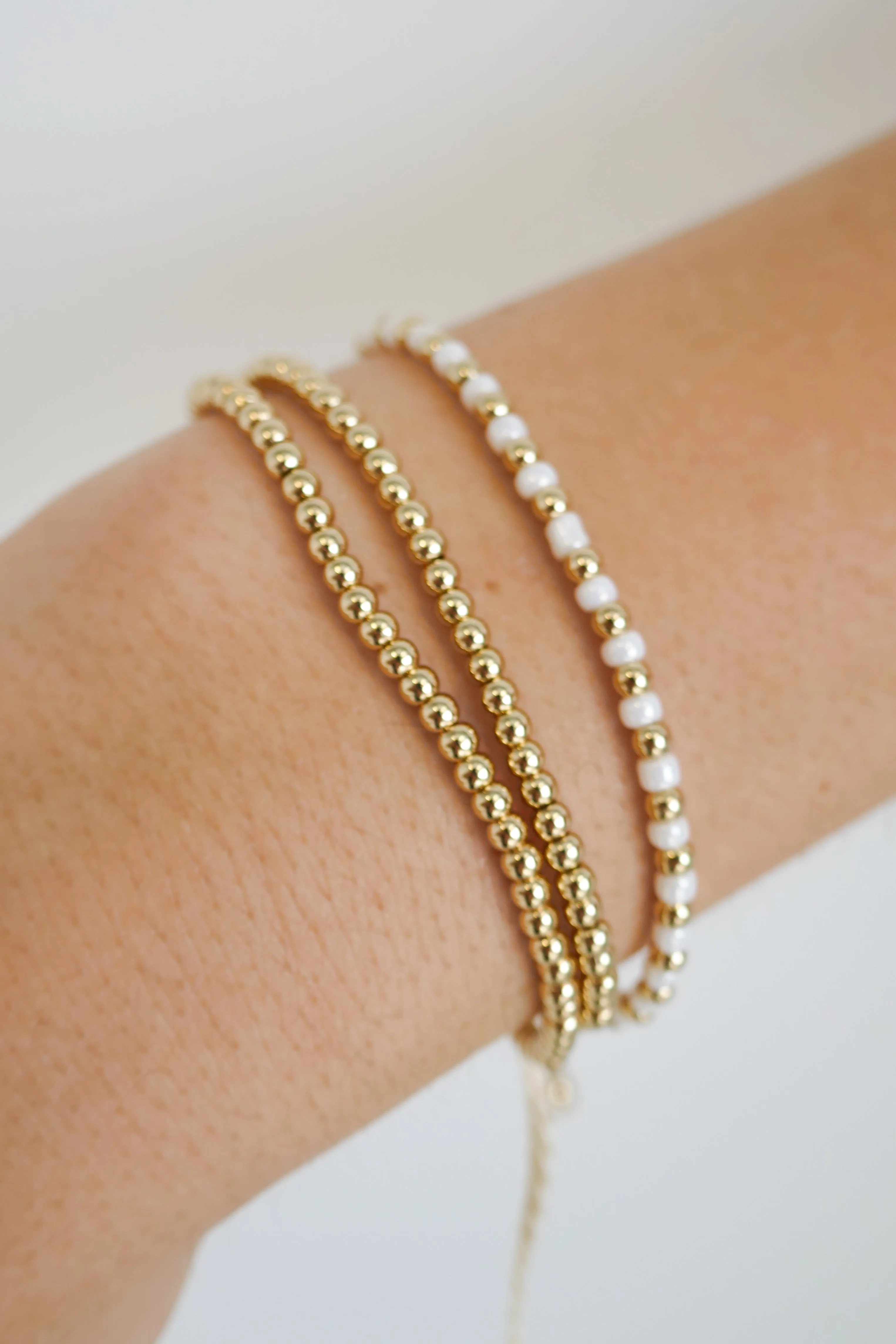 Triple Bead Gold White Gold Bracelet