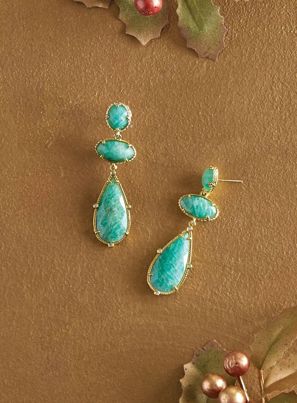 Triple Teardrop Gemstone Earrings