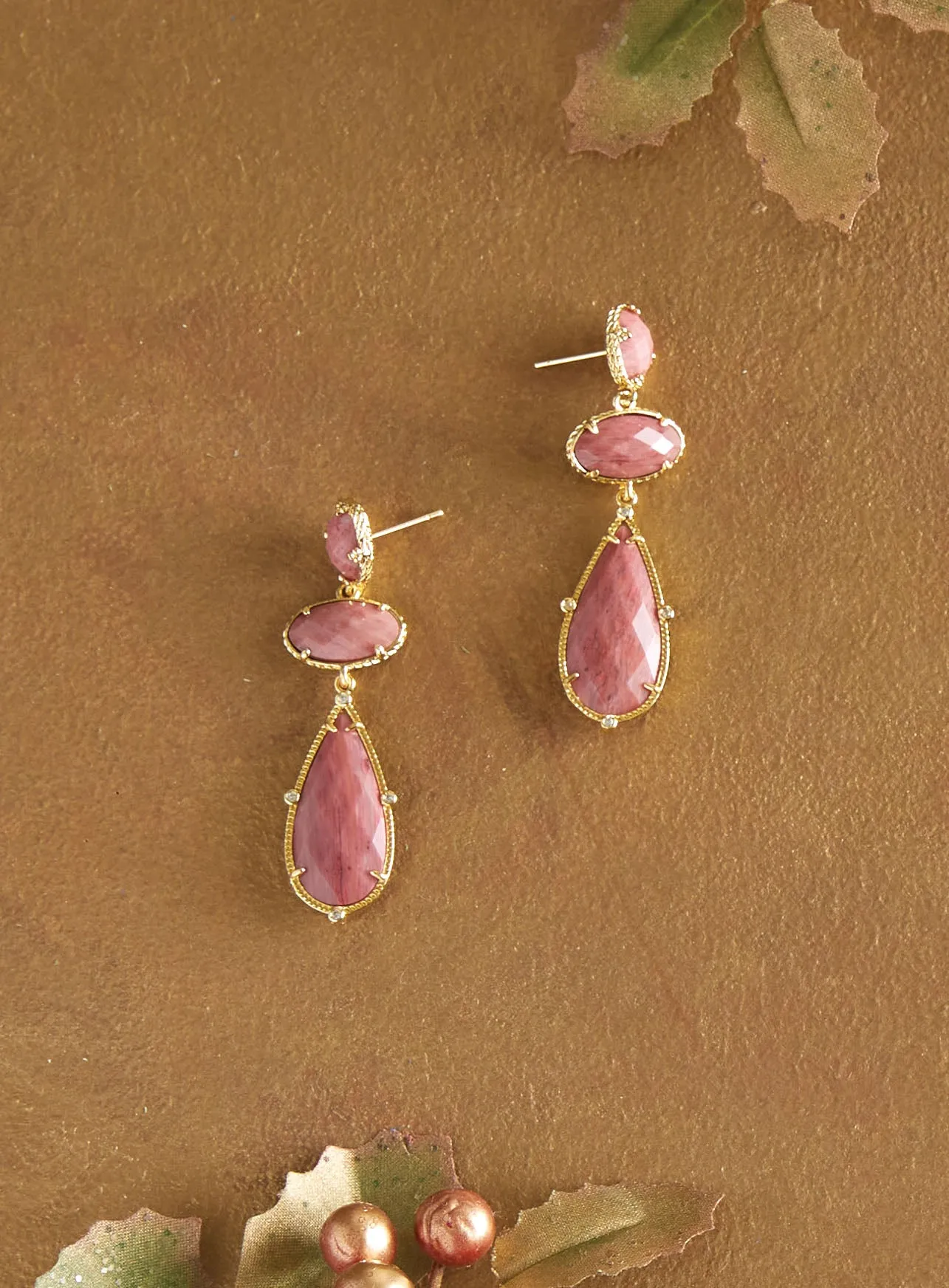 Triple Teardrop Gemstone Earrings