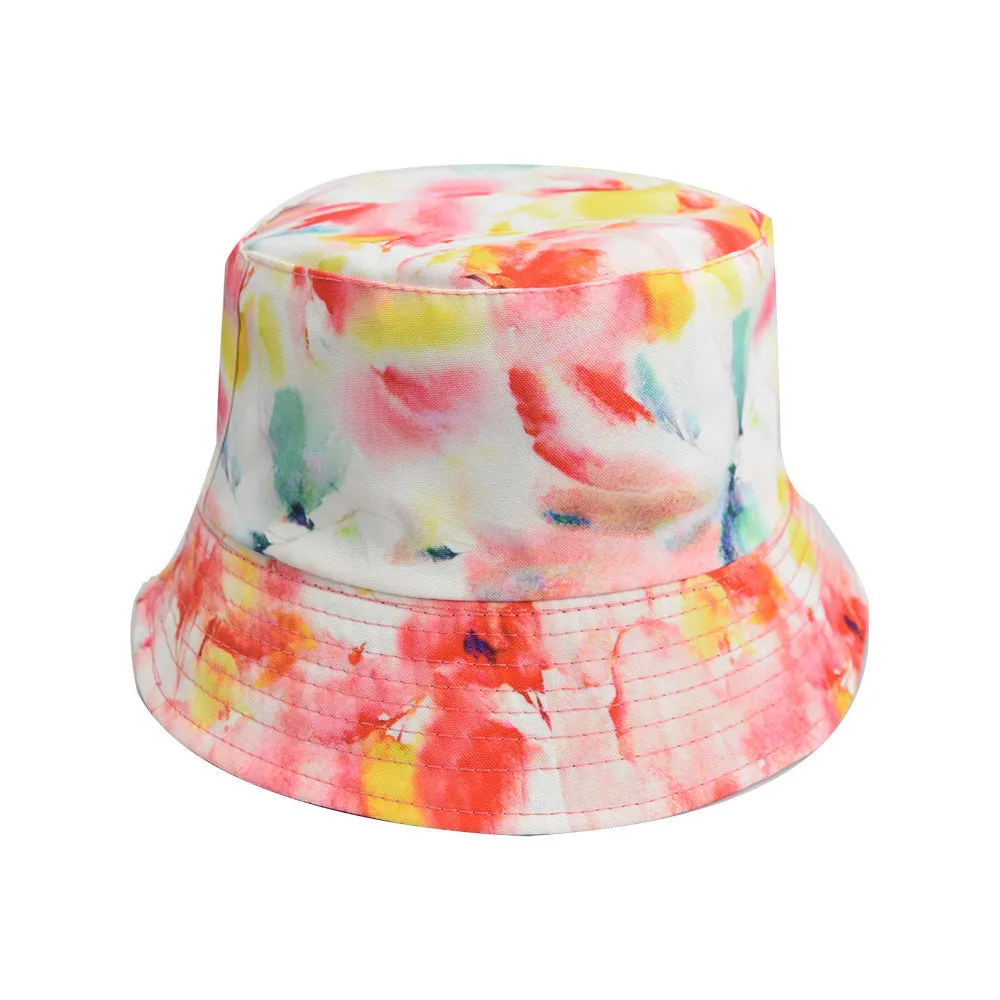 Unisex Reservible Tie Dye Print Boonie Bucket Hat Cap Brim Outdoor Sun Safari Camping Fishing