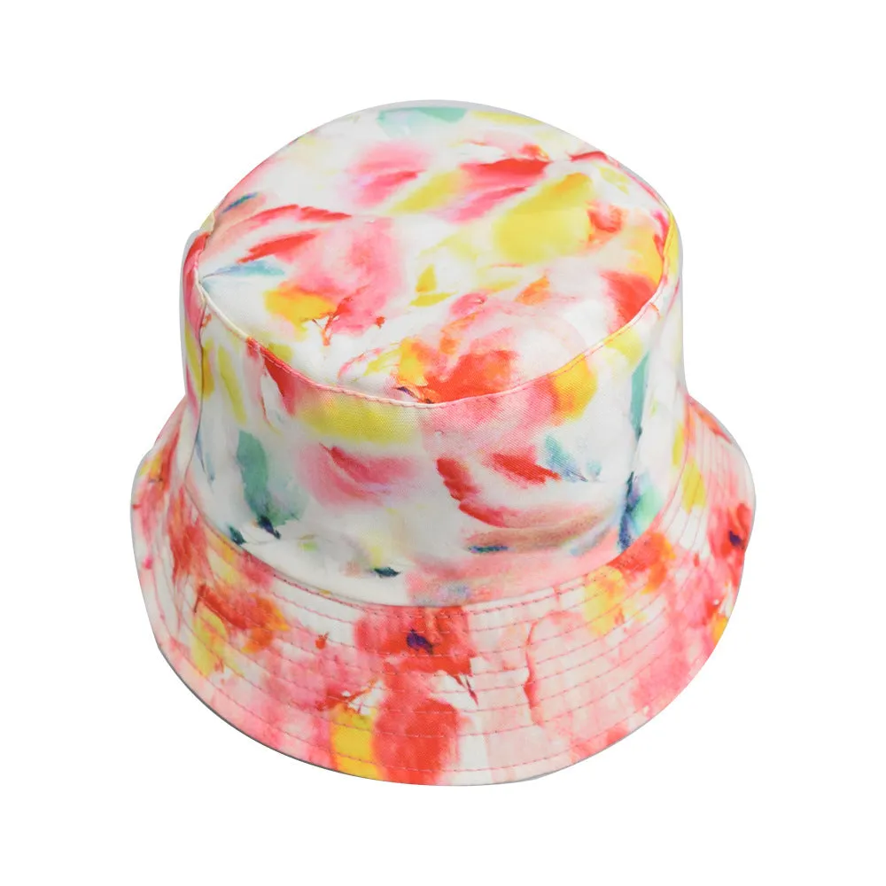 Unisex Reservible Tie Dye Print Boonie Bucket Hat Cap Brim Outdoor Sun Safari Camping Fishing