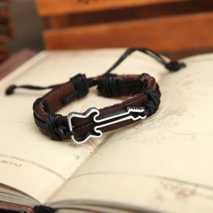 Unisex Violin Fabric Leather Bracelet