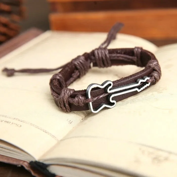 Unisex Violin Fabric Leather Bracelet