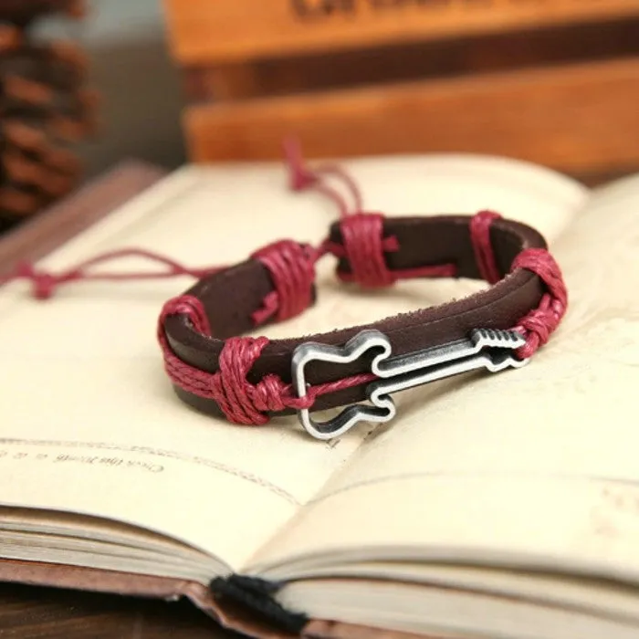 Unisex Violin Fabric Leather Bracelet