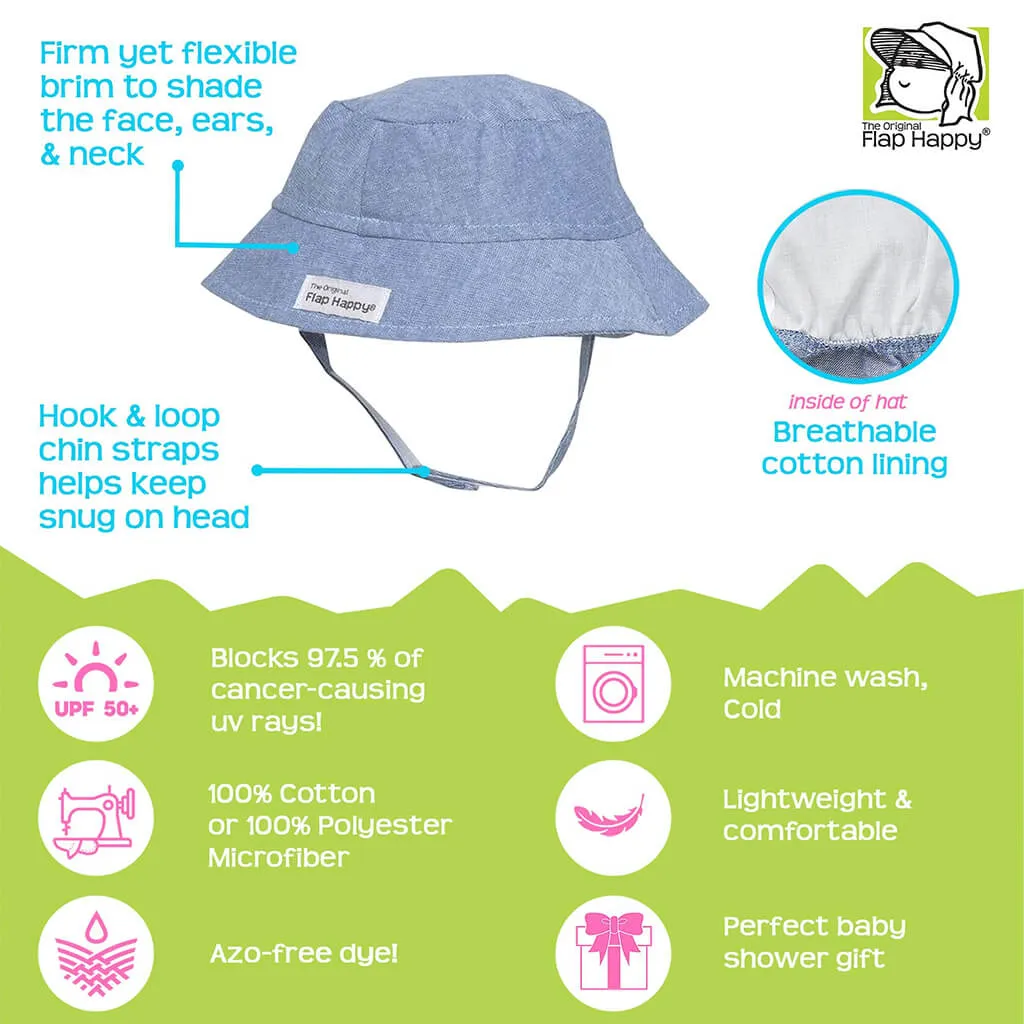 UPF 50  Bucket Hat with Neck Strap