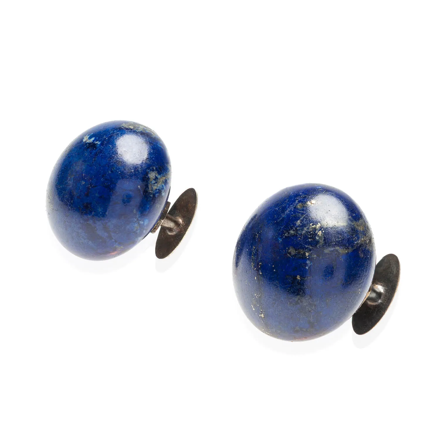 Victorian 18kt, Pearl, Enamel   Carved Lapis Lazuli Earrings, Pendant   Button Set