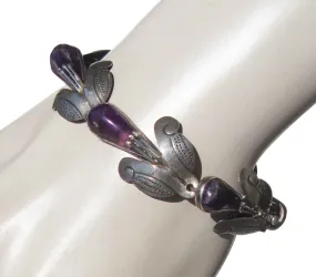 Vintage 40s Taxco Corn Husk Sterling & Amethyst Bracelet – F. Pichardo