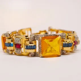 Vintage faux citrine Art Deco bracelet