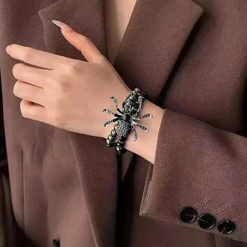 Vintage Gothic Spider Charm Bracelet