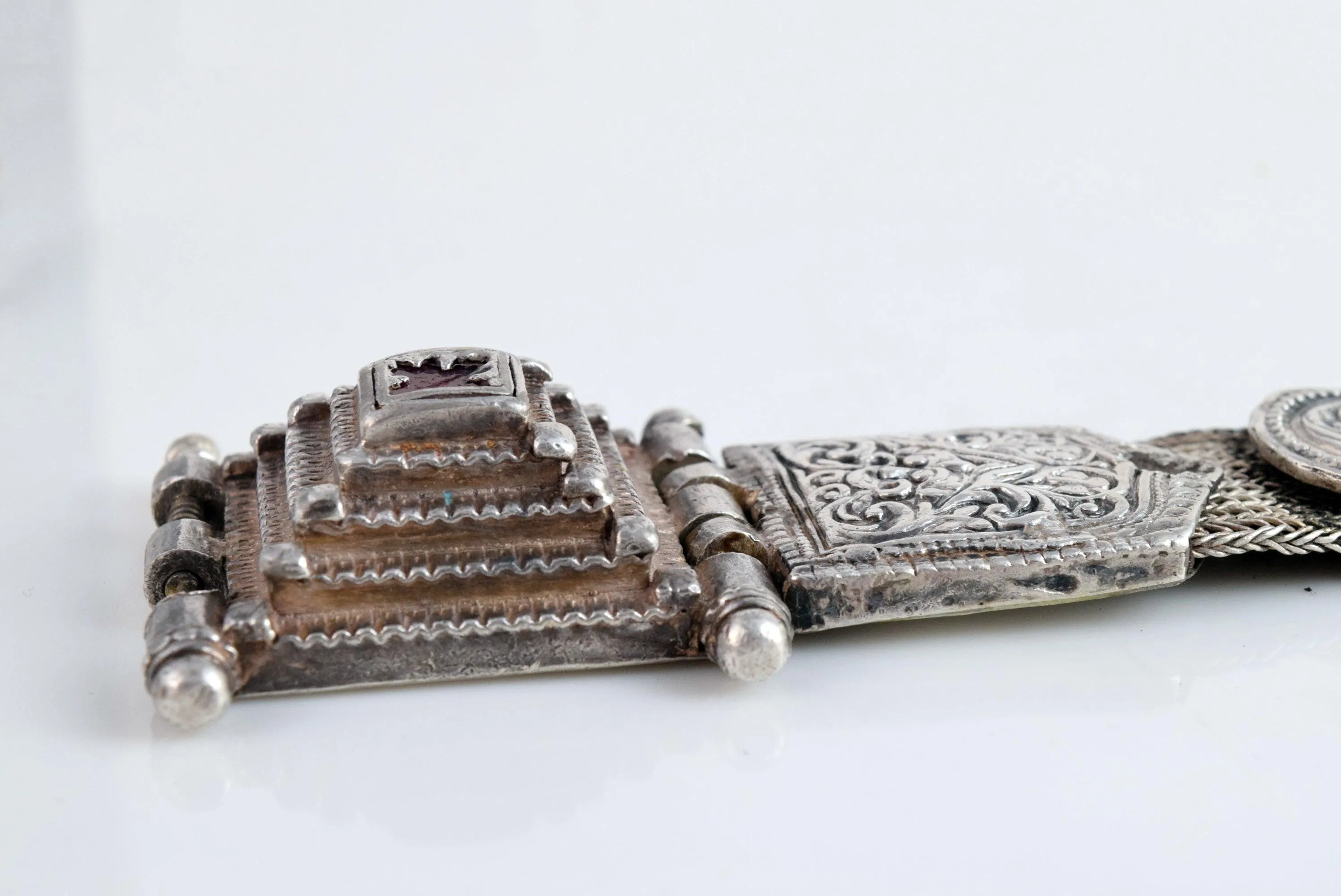 Vintage Knitted Silver Bracelet from Tamil Nadu, India