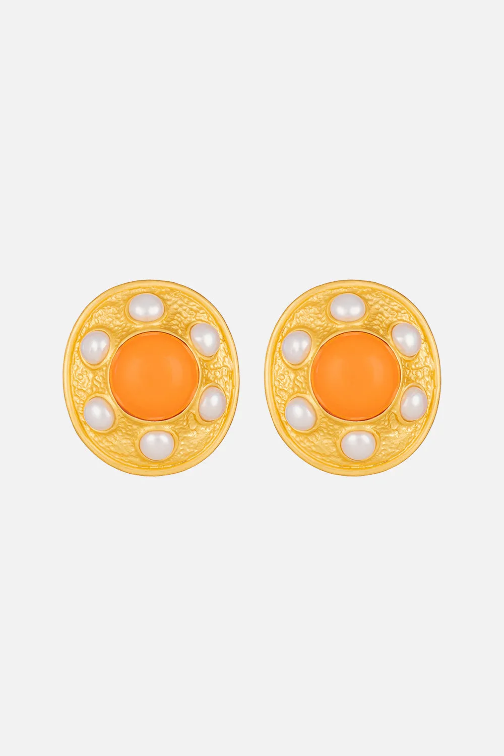 VIVIENNE ORANGE CORAL AND PEARL EARRINGS MULTI