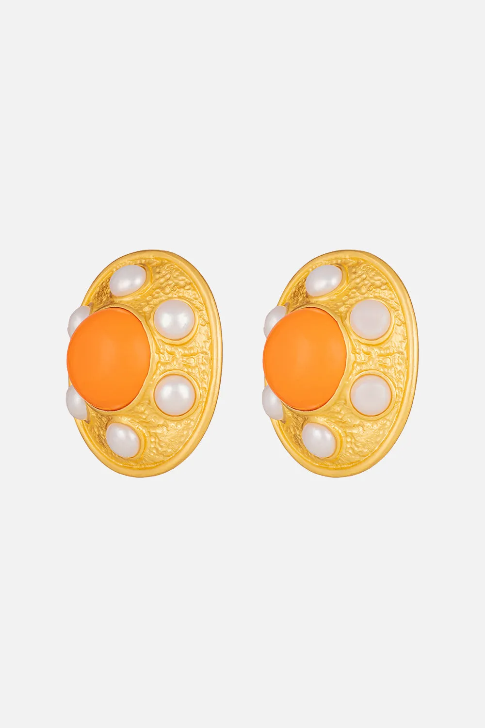 VIVIENNE ORANGE CORAL AND PEARL EARRINGS MULTI