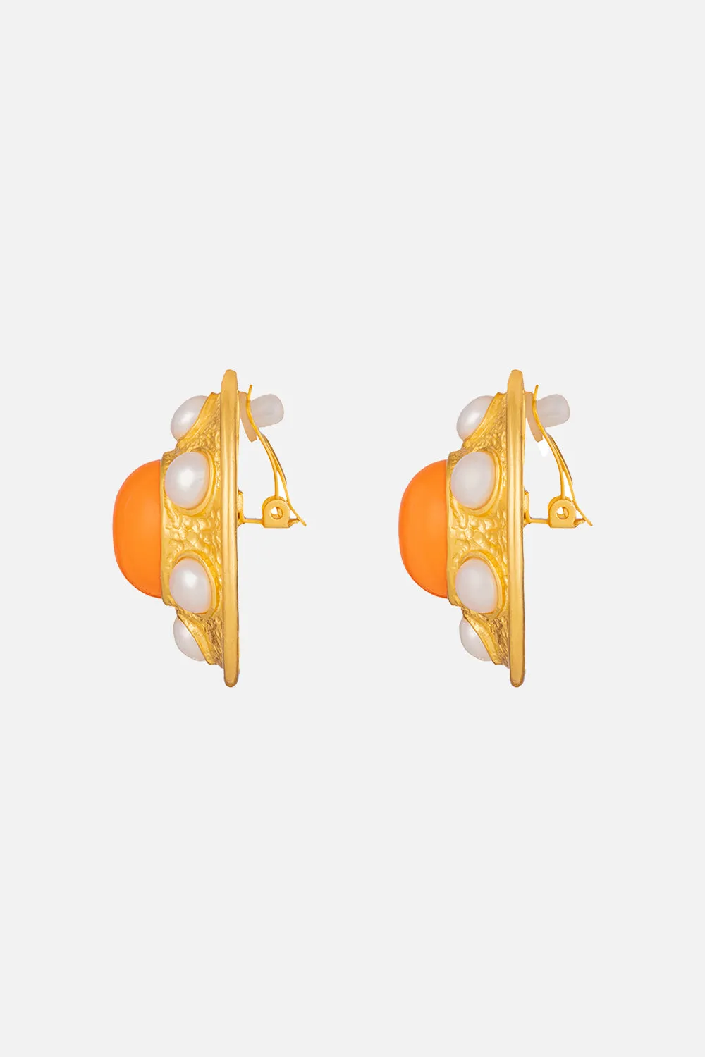 VIVIENNE ORANGE CORAL AND PEARL EARRINGS MULTI