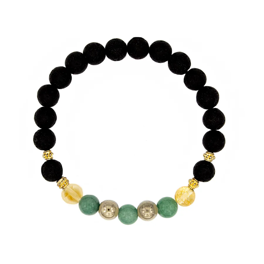 Wealth and Abundance Infusion Stretch Bracelet for all Genders (green aventurine, citrine, pyrite)