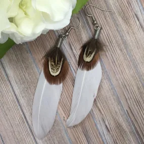 White Feather Earrings