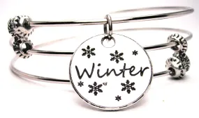 Winter Circle Triple Style Expandable Bangle Bracelet