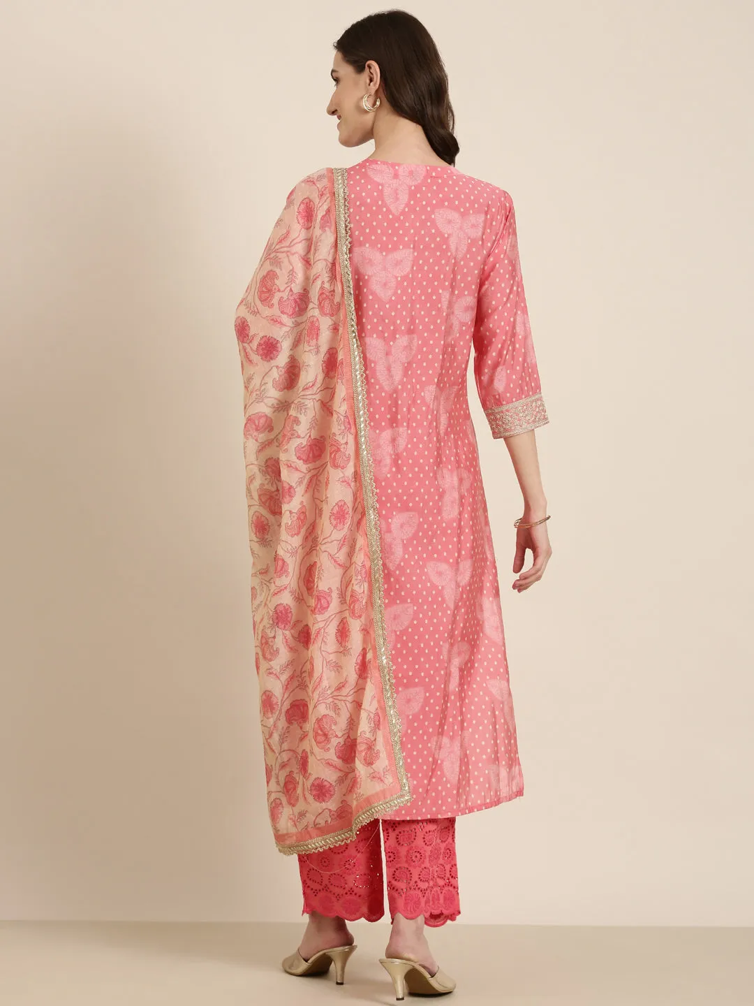 Women Coral Printed Kurta Set